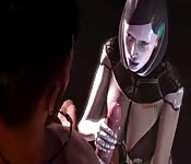 Mujer androide produce una potente corrida en anime 3D de ciencia ficción